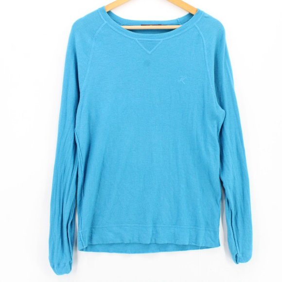7 For All Mankind Sweater Men Blue Pullover Lightweight Long Sleeve Size Medium - Picture 1 of 9